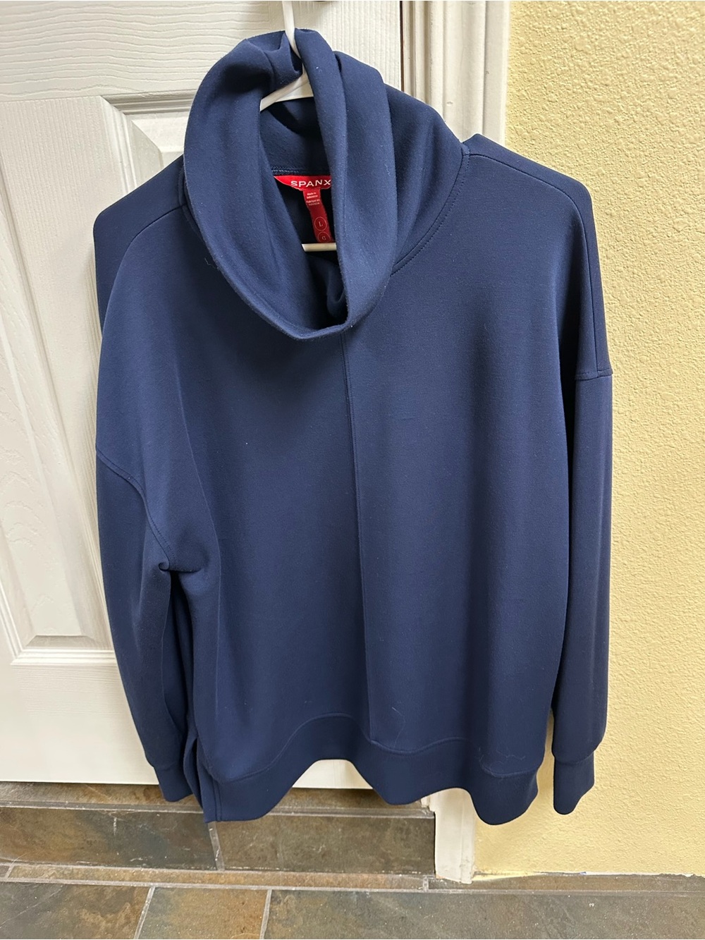 SPANX Women's Navy Funnel Neck Pullover